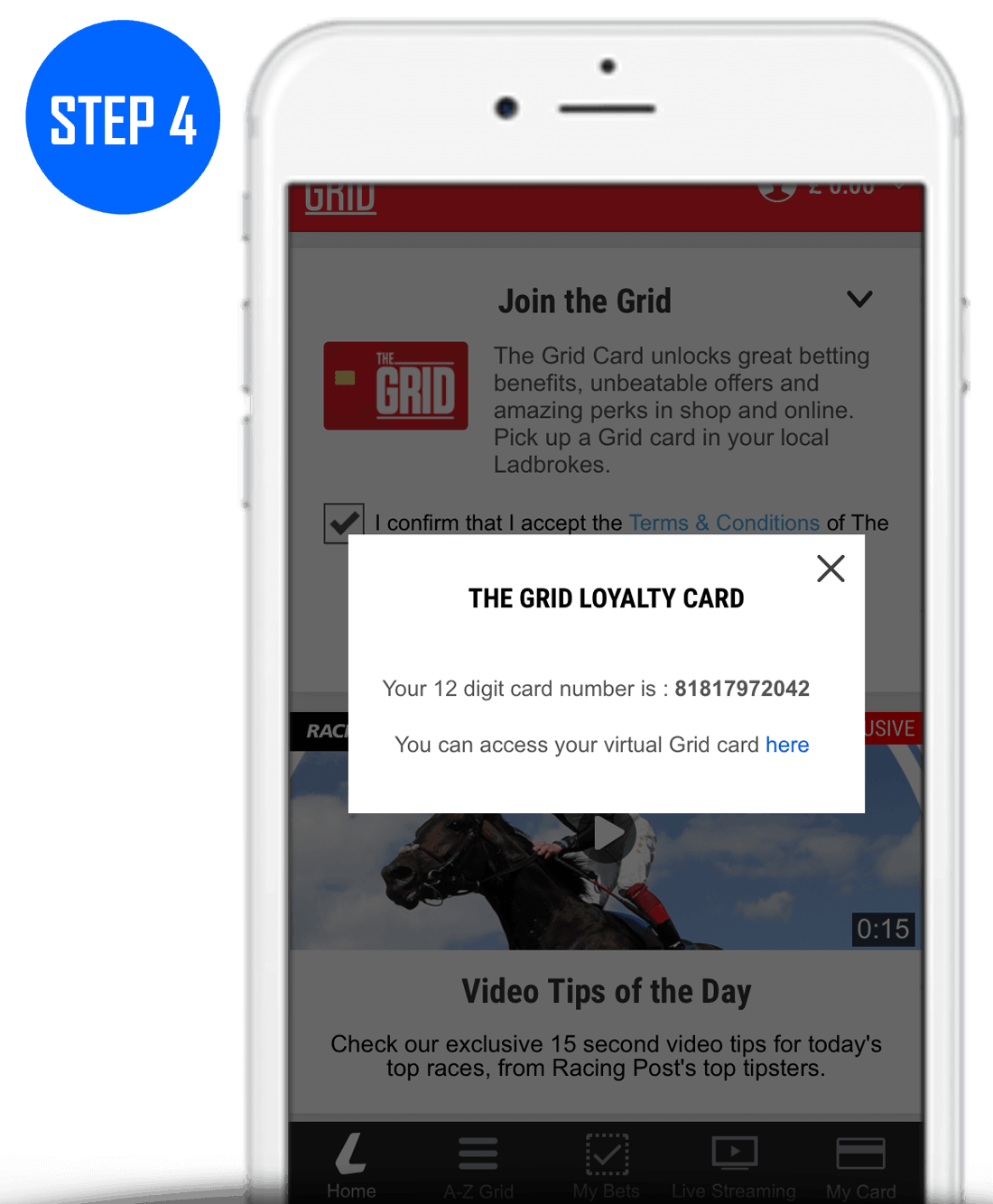 How To Claim Your Ladbrokes Grid Card Step 4