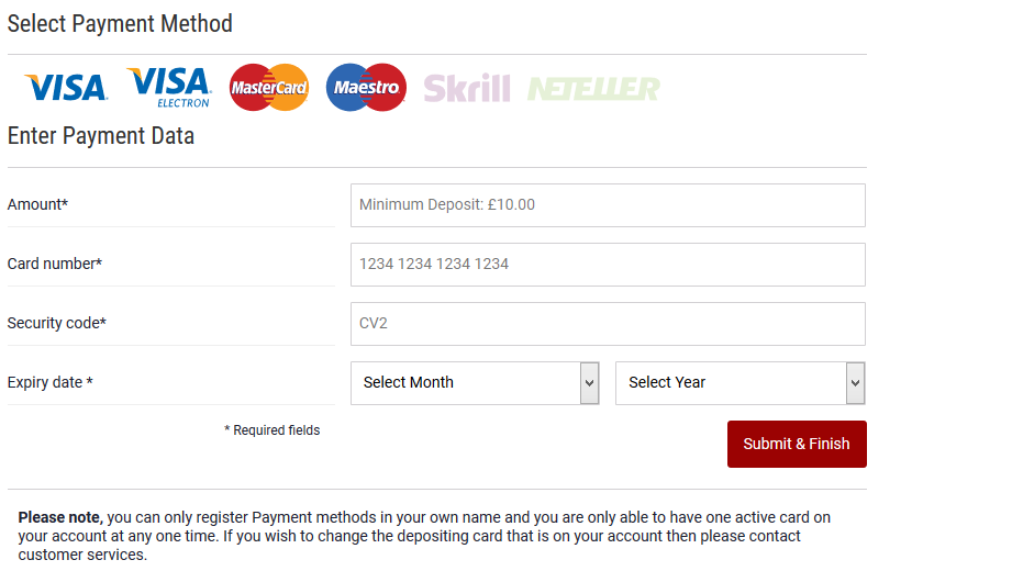 Dafabet select payment method