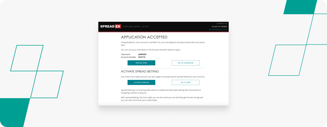 Spreadex application accepted