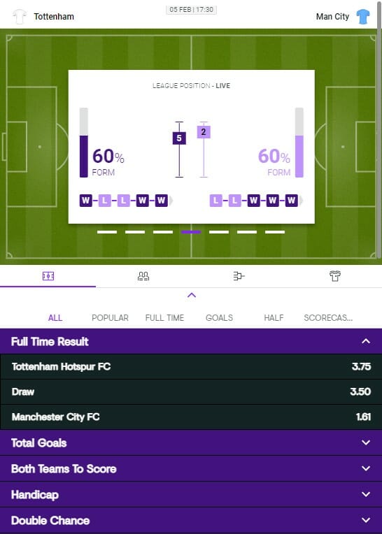 Kwiff Pre-Match Offer Screenshot