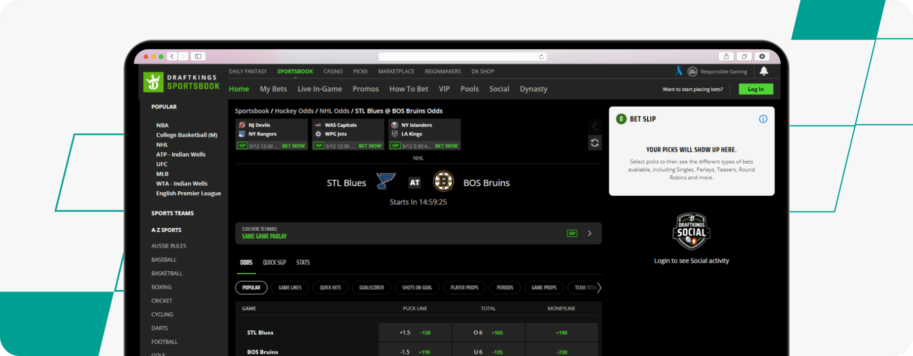 draftkings michigan nhl desktop screenshot