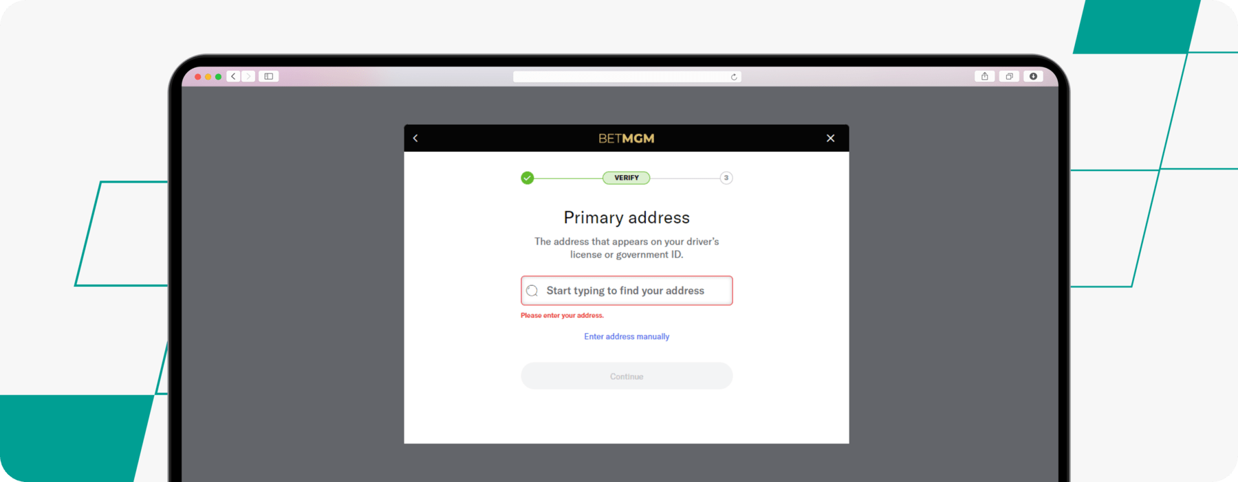 Screenshot of BetMGM Registration Process Part 8 desktop